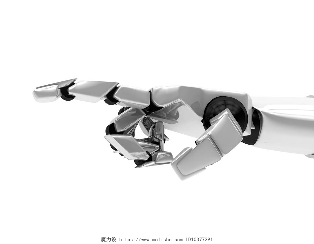 白色背景上机器人的手机器人机械臂的概念。3d 渲染